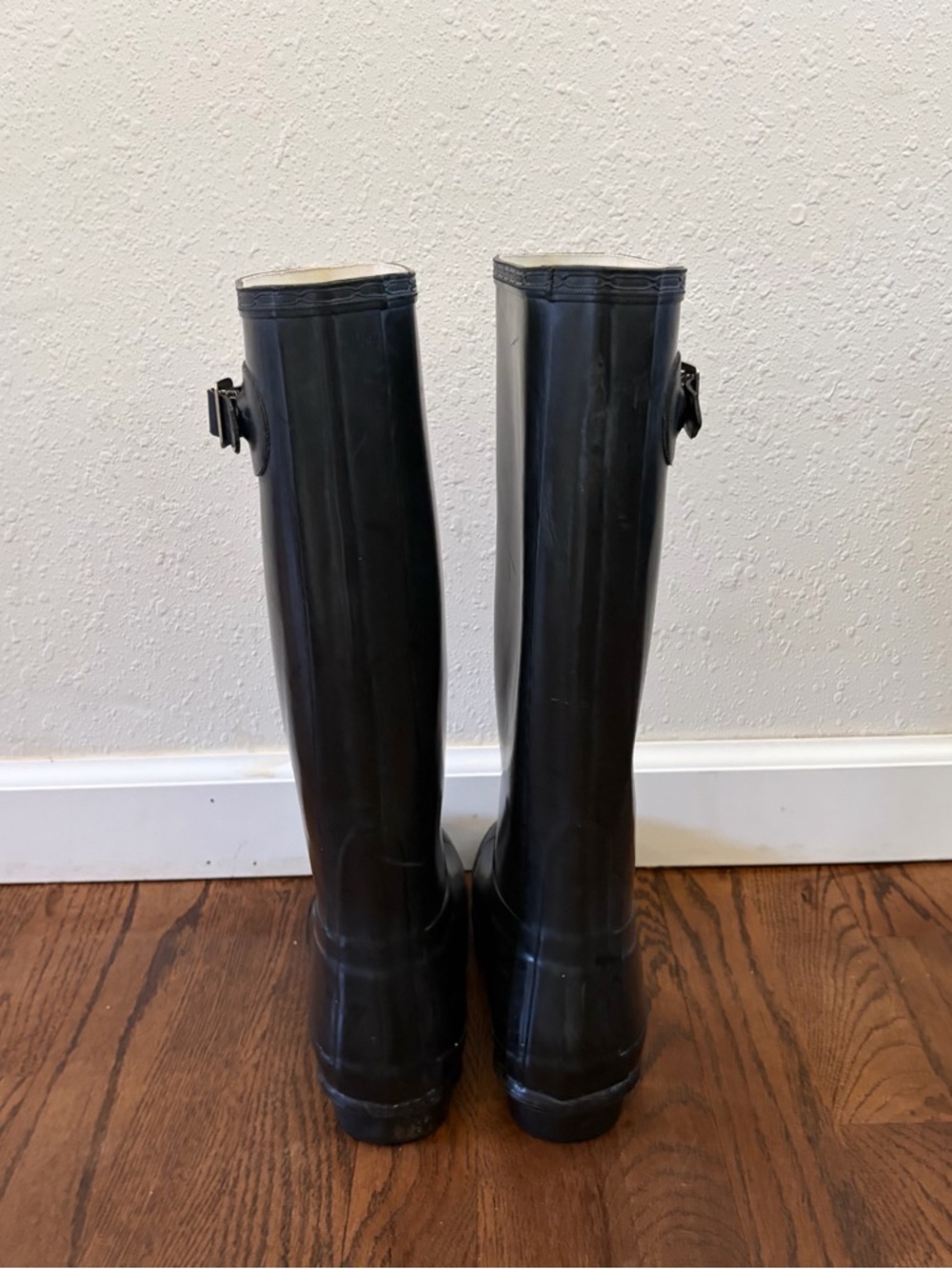Hunter Black Gloss Tall Rain Boots with Side Buckle - Picture 3 of 9